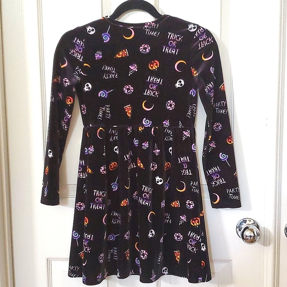 Art Class Halloween Black Velour Size M (7/8) Girls Long Sleeve Dress - Picture 3 of 6